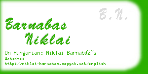 barnabas niklai business card